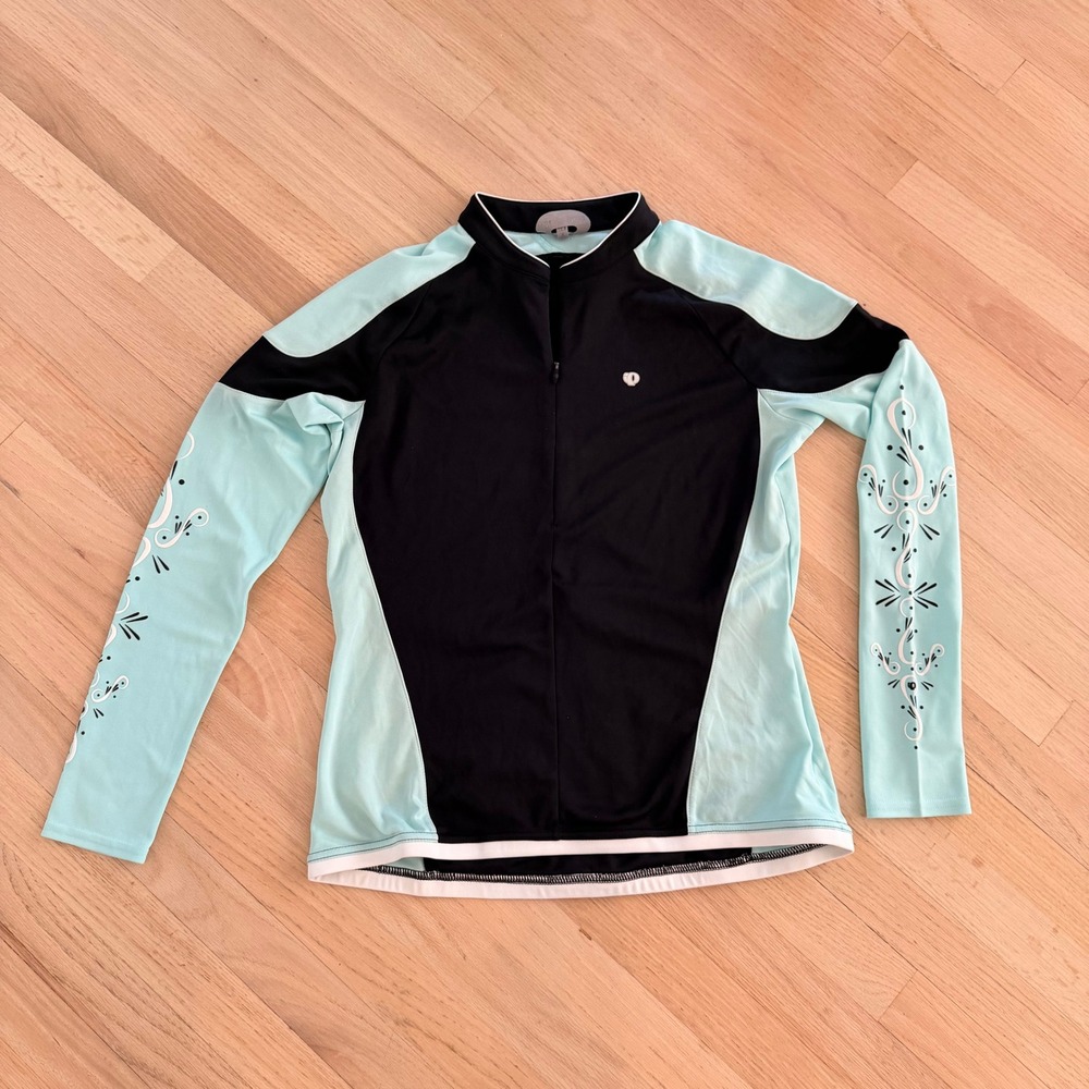 Pearl Izumi Womens XL Cycling Jersey Long Sleeve Quarter Zip Black Teaa